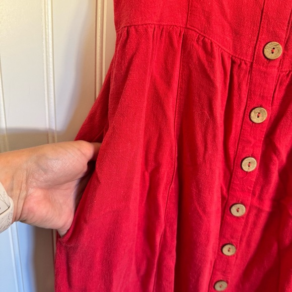 Universal Thread Women’s Adjustable Spaghetti Straps Red Button-Down Sundress M - Picture 4 of 12